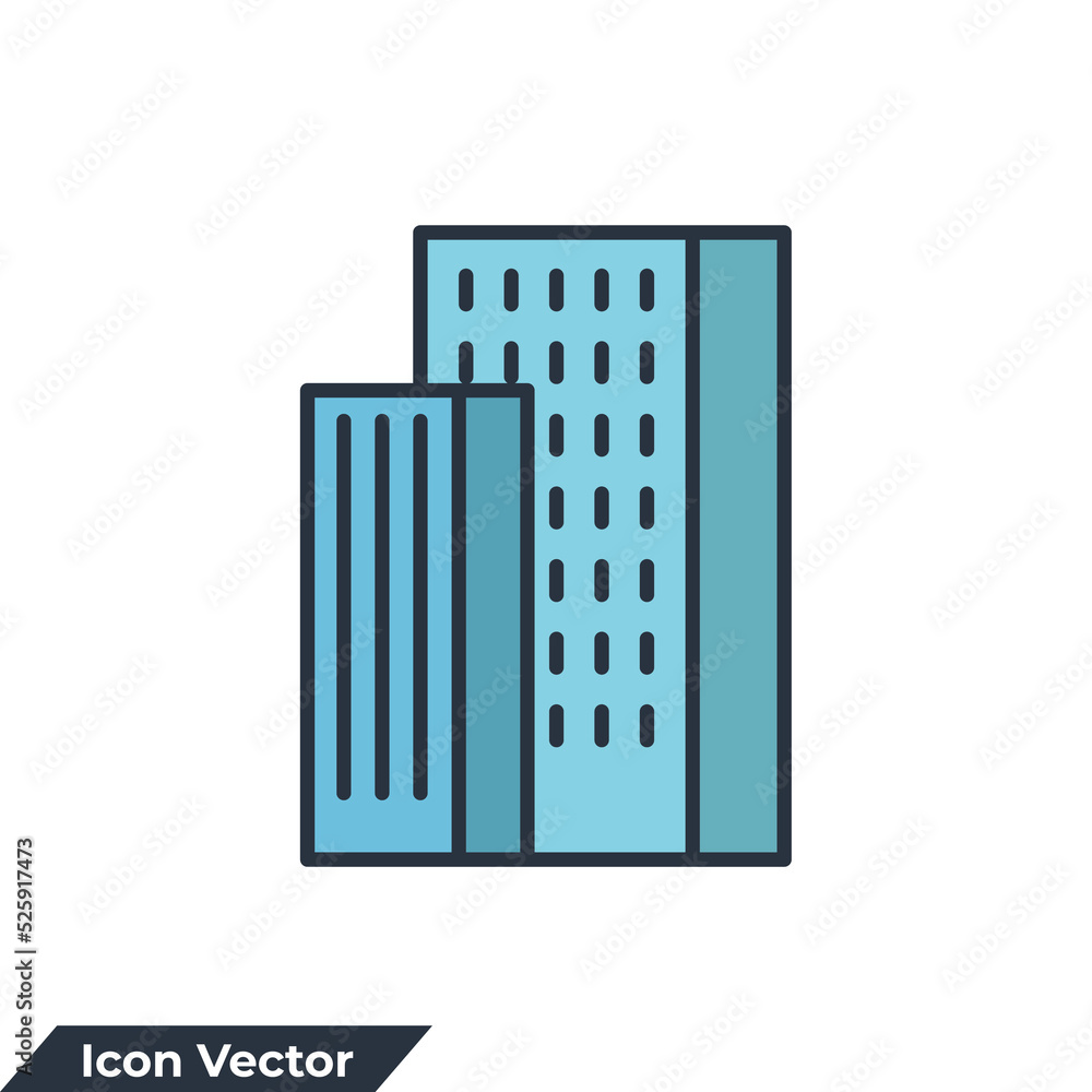 Poster building icon logo vector illustration. architecture concept symbol template for graphic and web des