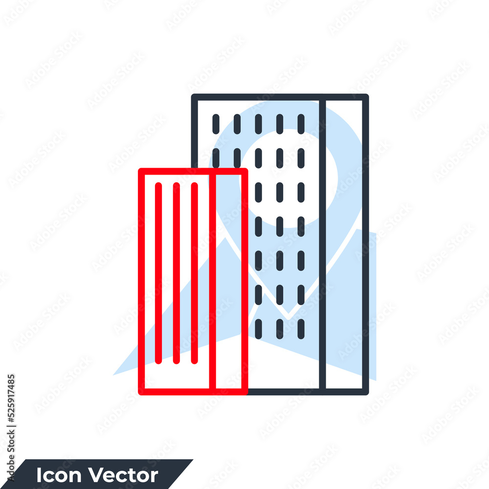 Poster building icon logo vector illustration. architecture concept symbol template for graphic and web des