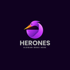 Vector Logo Illustration Heron Gradient Colorful Style