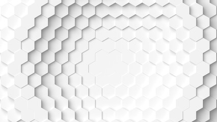 3d render illustration white background, hexagonal geometric template