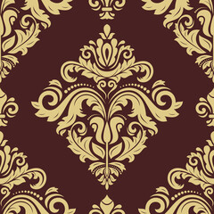 Orient classic pattern. Seamless abstract brown and golden background with vintage elements. Orient background. Ornament for wallpaper and packaging