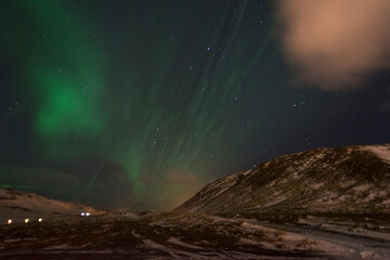aurora borealis over the mountains
