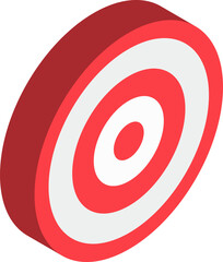 Fototapeta na wymiar Flat 3d Isometric Simple Red and White Target Icon
