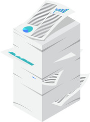 Flat 3d Isometric Stack of Document Paper Icon