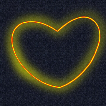 Yellow Neon Heart With A Beautiful Dark Background