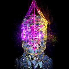 music album cover, abstract silhouette demon	
