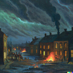 burning town
