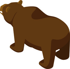 Flat 3d Isometric Angry Bear Back View Icon