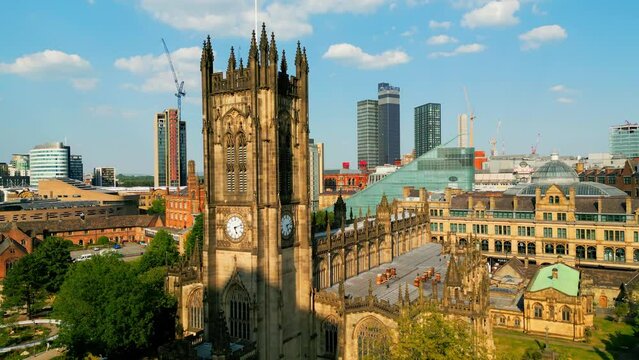 Manchester Cathedral - aerial view - drone photography