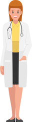 Orange hair female doctor character. Medical team concept.
