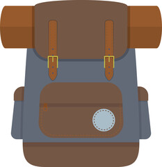 Backpack Bag Front Side Flat Style Icon