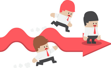 Businessman go faster than his rival while standing on success arrow, VECTOR, EPS10