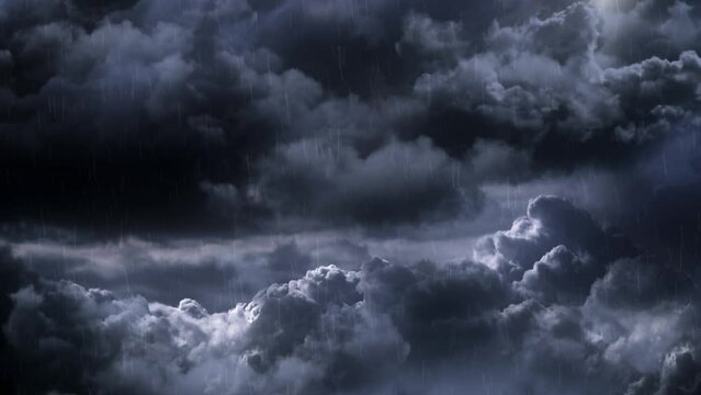 Sky Storm with Lightnings and Rain Loop Landscape Animation Motion Background