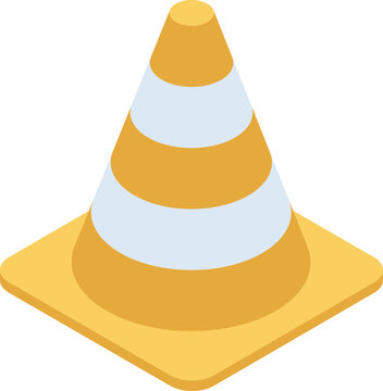 Flat 3d Isometric Construction or Traffic Cone