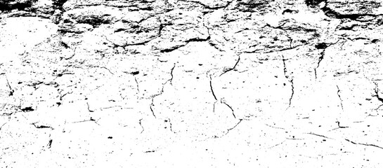 Cracked Surface Grunge Texture Vector. Uneven Overlay. Distressed Grungy Effect. Vector Illustration.Black Isolated on White Background. EPS 10.