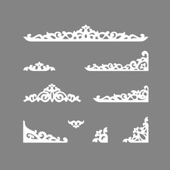 Wood carving pattern. Vector ornaments for window platbands