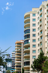 New modern multi-apartment high-rise buildings.