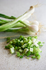 Green onions Chopped raw vegetable peruvian food ingredient