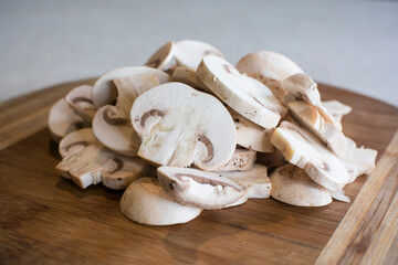 Sliced mushrooms Chopped raw vegetable peruvian food ingredient