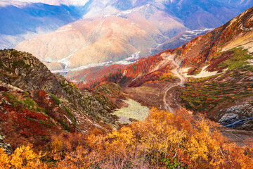 Majestic Caucasus Mountains in autumn.