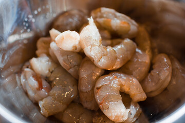 Raw shrimp peruvian gourmet restaurant food