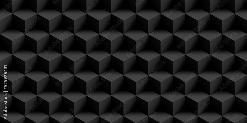 Poster seamless abstract minimal black isometric cubes background texture. elegant modern geometric squares
