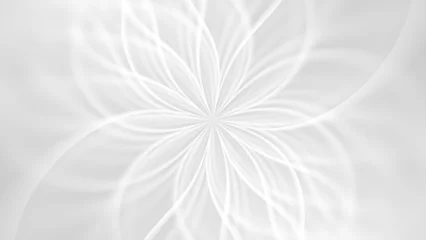 Foto op Canvas White abstract geometric flower wallpaper background. Elegant minimal subtle light grey shadow sacred geometry mandala packaging or display backdrop. Technology or luxury concept 3D fractal rendering. © Unleashed Design