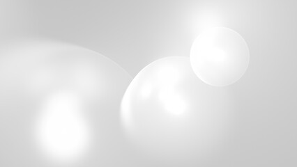 White abstract soft luminescent spheres wallpaper background. Elegant minimal subtle light grey shadow orbs product packaging or display backdrop. Technology or luxury concept 3D fractal rendering.