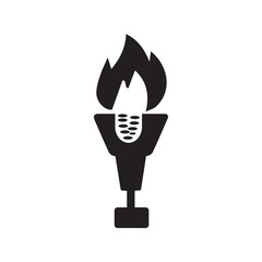 Ancient shining vintage torch icon | Black Vector illustration |