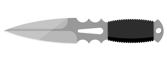 Hunting knife. Cute knife isolated on white background. Vector illustration.