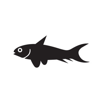 Healthy fresh sea fish icon | Black Vector illustration |