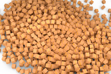 Cardboard box or carton on white background, carrying parcel and online shopping