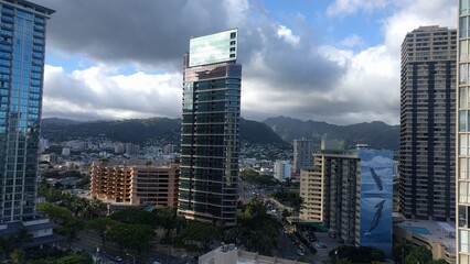 Fototapeta na wymiar Waikiki cityscape skyline