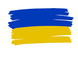 Ukrainian flag colors. Pray for Ukraine. Grunge image for stickers. War against Ukraine. Yellow and blue colours background.