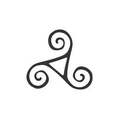 Triskel Icon Silhouette Illustration. Celtic Vector Graphic Pictogram Symbol Clip Art. Doodle Sketch Black Sign. - obrazy, fototapety, plakaty