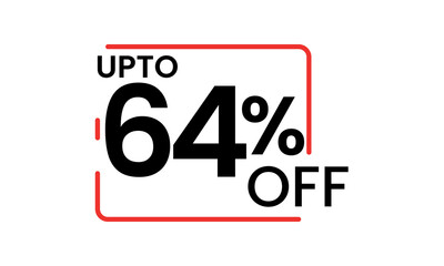 upto 64  percent discount vector, 64 percent off vector typography, 64 percent discount