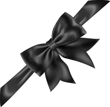 Beautiful black bow with diagonally ribbon