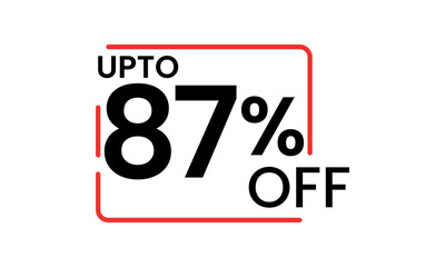 upto 87 percent discount vector, 87 percent off vector typography, 87 percent discount