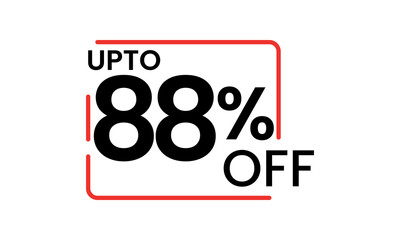 upto 88 percent discount vector, 88 percent off vector typography, 88 percent discount