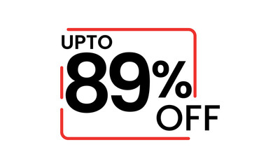 upto 89 percent discount vector, 89 percent off vector typography, 89 percent discount