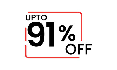 Obraz premium upto 91 percent discount vector, 91 percent off vector typography, 91 percent discount