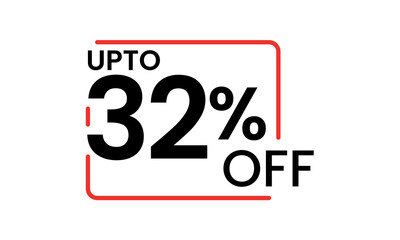 upto 32 percent discount vector, 32 percent off vector typography, 32 percent discount