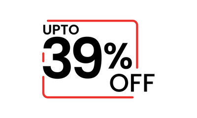 upto 39 percent discount vector, 39 percent off vector typography, 39 percent discount