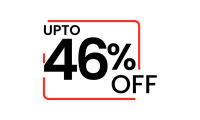 upto 46 percent discount vector, 46 percent off vector typography, 46 percent discount