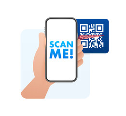 QR code for smartphone. Inscription scan me with smartphone icon. Qr code for payment. Vector illustration