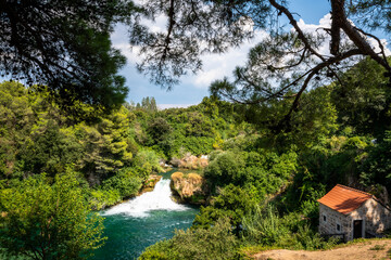 Fototapeta na wymiar Waterfalls in krka Hrvatska
