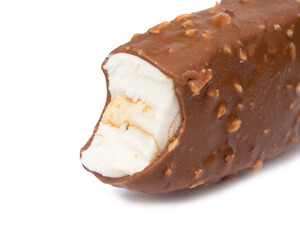 Chocolate glazed icecream escimo tasty isolated on the white