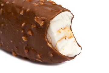 Chocolate glazed icecream escimo tasty isolated on the white