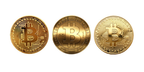 Bitcoins shapes on white background