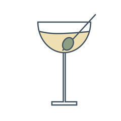 Cocktail glasses icons on white background, isolated vector illustration. Simple stylized silhouettes collection. Logotype